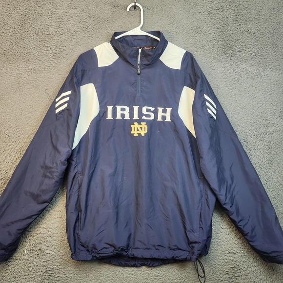 Notre Dame Fighting Irish Jacket Mens Medium NCAA Football Quarter Zip Adidas - Picture 1 of 7